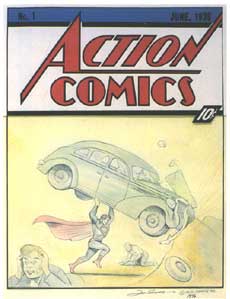 Boceto de la primera portada de Action Comics